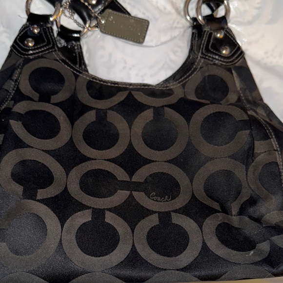 Coach Madison Maggie black sateen signature hobo bag - Picture 12 of 15